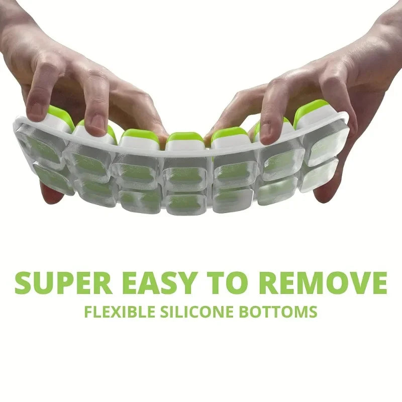 1 Pc Silicone Ice Cube Mold Easy-release Flexible Mold With Spill-resistant Removable Reusable Lidstackable Ice Tray With Cover