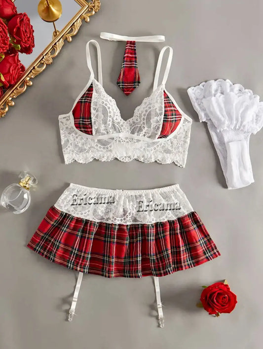 Hot Cosplay Sexy Uniform Open Bra Fantasy Miniskirt Nightwear Garter Bra Sets Sexy Costumes Clothes Women's Outfit Lingеrie Set