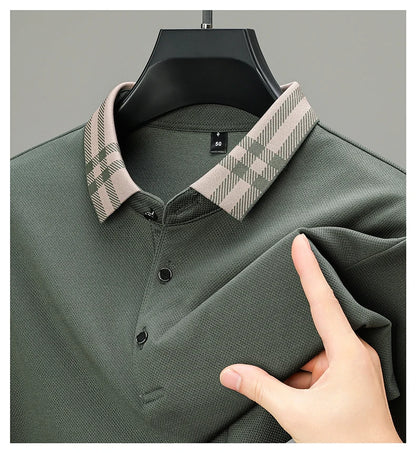 Light luxury brand polo shirt long sleeved spring and autumn new style comfortable and breathable casual striped lapel T-shirt