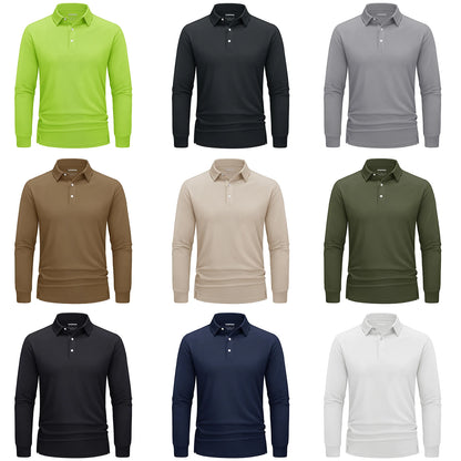 TACVASEN Long Sleeve Polos Quick Dry T-shirts Mens Breathable Sports Tees Casual Golf Polo Shirts Work T-shirt Pullover Tops Man