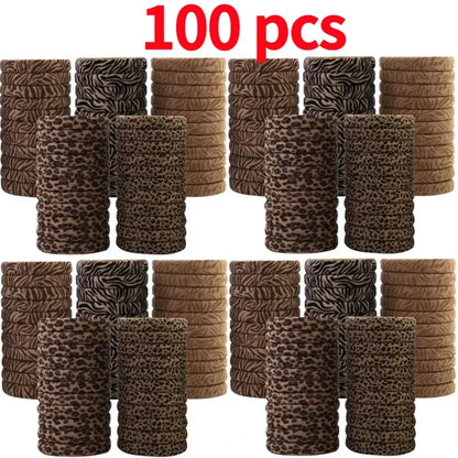 5-100Pcs High Elastic Leopard Print Hair Rope Women Fashion Pony Tails Holders Girls Towel Hair Ties Hairs Accessories Headwear