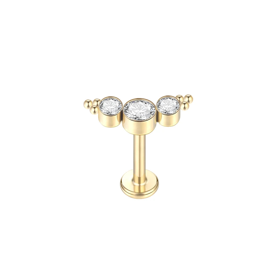 1pcs Titanium Piercing Cross Flower Stud Earring Internally Threaded Cubic Zircon Tragus Helix Piercing Body Jewelry