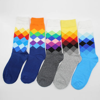5-6 Pairs New High Quality Combed Cotton Men Socks Women Happy Fashion Novelty Skateboard Crew Casual Funny Socks for Men