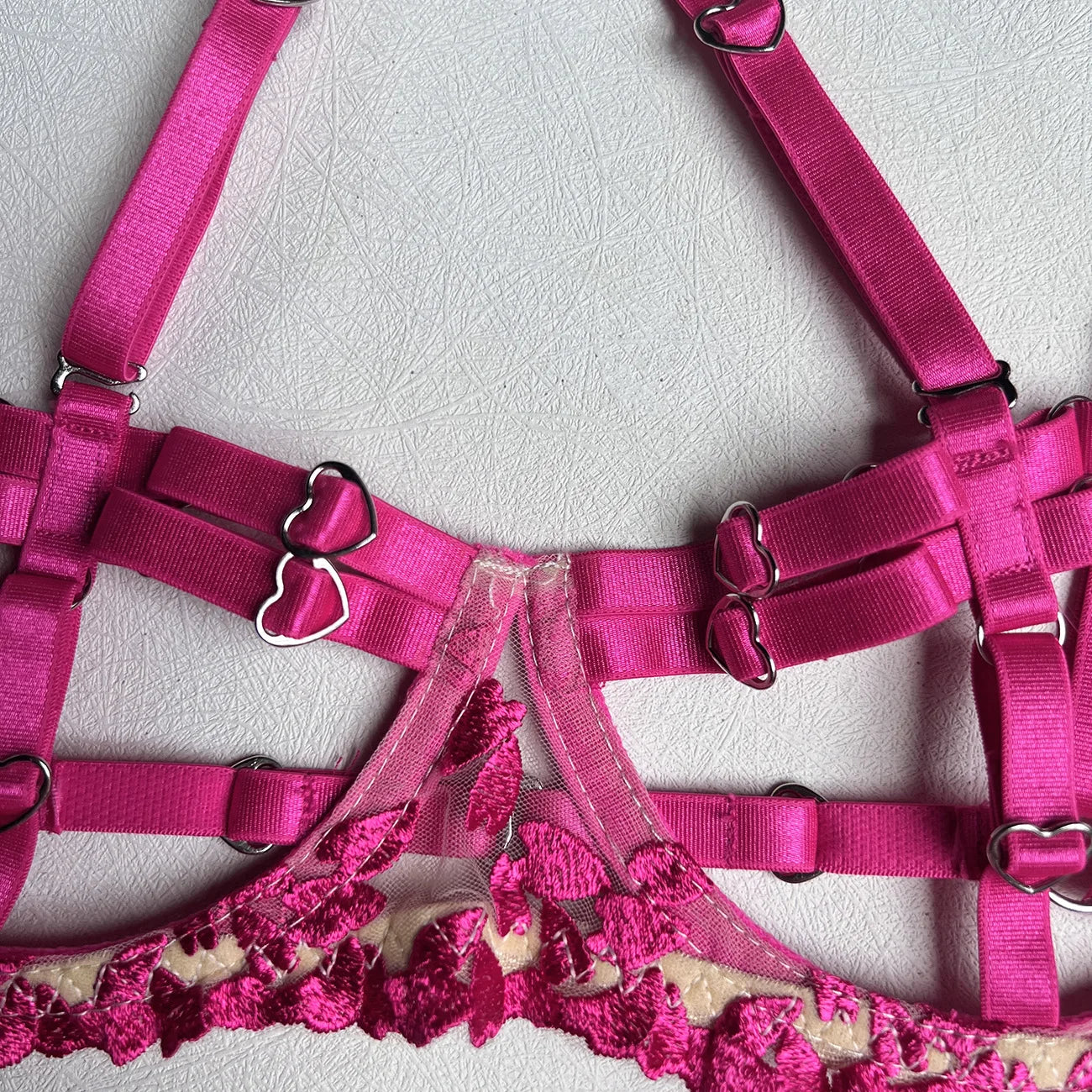 Ellolace Sensual Lingerie Open Bra Kit Push Up Uncensored Fancy Exotic Sets Heart-Shaped Embroidery Fairy Beautiful Underwear