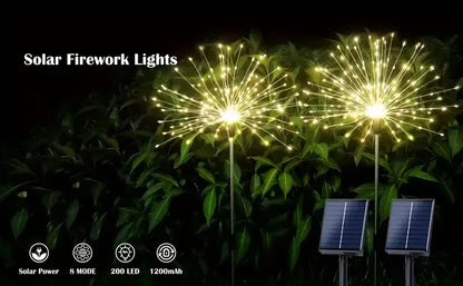 NEW Garedn Solar Fireworks Lights Outdoor Waterproof Solar Garden Lights 8 Lighting Modes with Remote Control Decorations Light