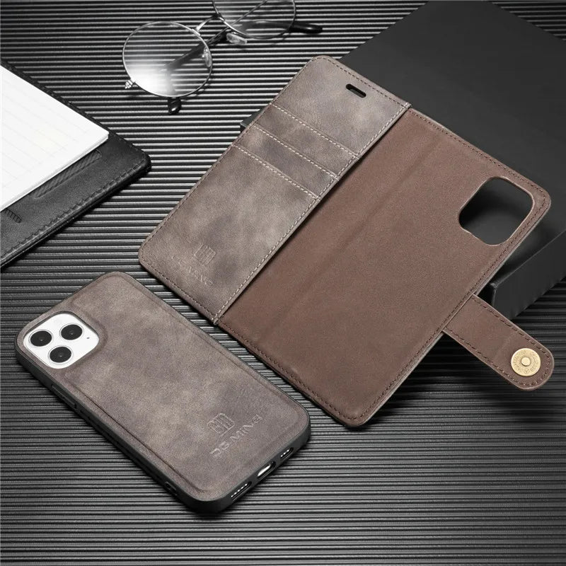 Detachable Magnetic Leather Phone Case for IPhone 16 Pro Max 15 12 13 11 14 Plus XS XR X SE 2022 Wallet Card Holder Cover Coque