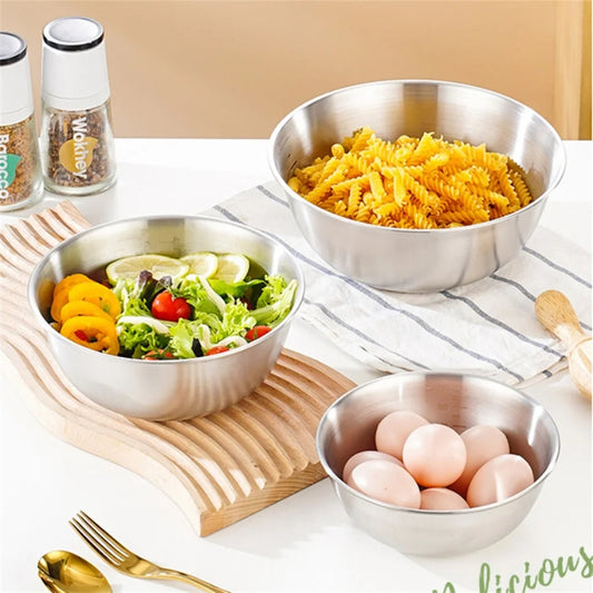 Stainless Steel Gold And Silver Salad Bowl Rice Noodles Lamian Noodles Bowl Kitchen Tableware Food Container