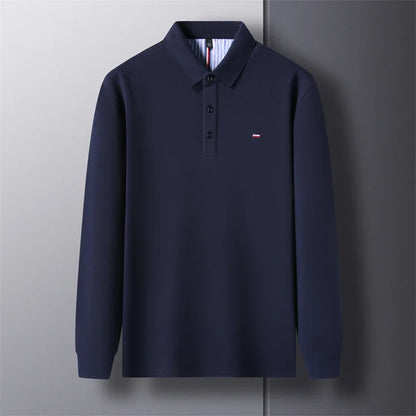 New Men's Casual and Fashionable Embroidered Long Sleeved Polo Shirt Comfortable Breathable and Versatile Summer Top