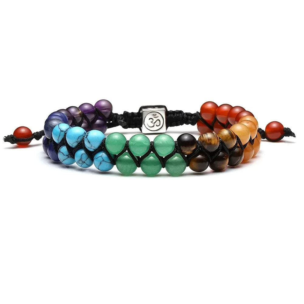 Top Plaza 7 Chakra Treatment Crystal Bracelet Yoga Stone Adjustable Beads Bracelet Meditation Relaxation Anxiety for Women
