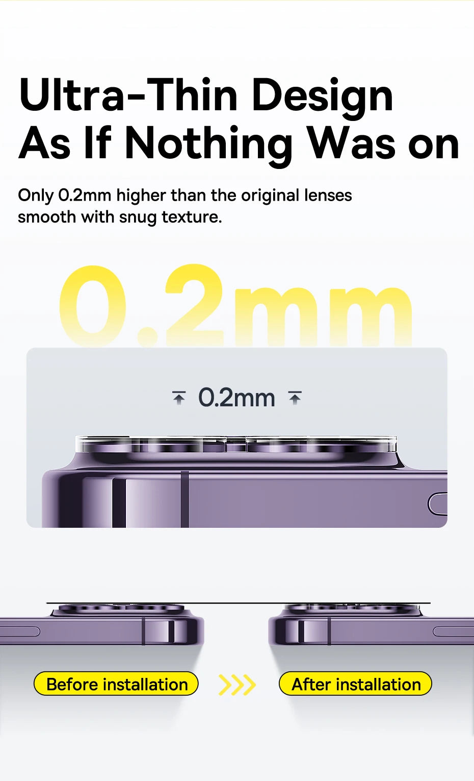 Baseus 2Pcs Camera Lens Protector For iPhone 15 14 13 Pro Max Tempered Glass Lens Glass For iPhone 14 13 12 Lens Protection Film