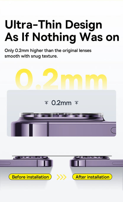 Baseus 2Pcs Camera Lens Protector For iPhone 15 14 13 Pro Max Tempered Glass Lens Glass For iPhone 14 13 12 Lens Protection Film
