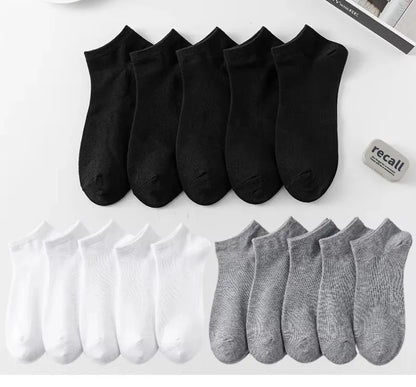 10 Pairs Women/Men Boat Socks Invisible Low Cut Silicone Non-slip Summer No-show Ankle Socks Solid Color Casual Breathable