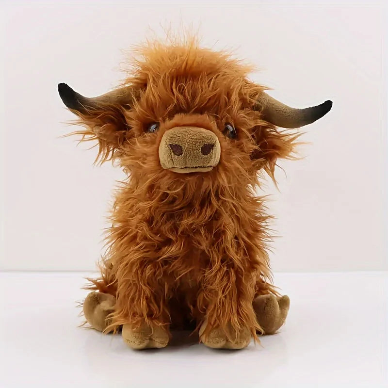 25cm Simulation Highland Cow Plush Animal Doll Soft Stuffed Highland Cow Plush Toy Kawaii Kids Baby Gifts Toy Home Room Decor