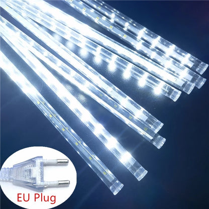 Outdoor  Meteor Shower Christmas Lights 10 Tubes 192 Led Hanging String Lights for Garden Tree Holiday Party Decoation Lamp