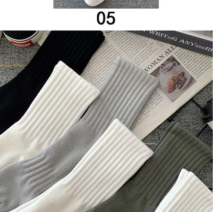 New 5 Pairs Cool Men Black White Warm Socks Set Autumn Winter Male Solid Color Sport Short Socks For Men Dropshipping