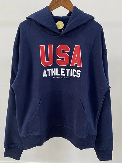 Letter Printed Sport Sweatshirts For Women Loose Casual Long Sleeve Hooded Sweatshirt 2024 New Streetwear Fashion Pullover Tops