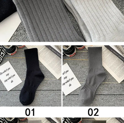 New 5 Pairs Cool Men Black White Warm Socks Set Autumn Winter Male Solid Color Sport Short Socks For Men Dropshipping