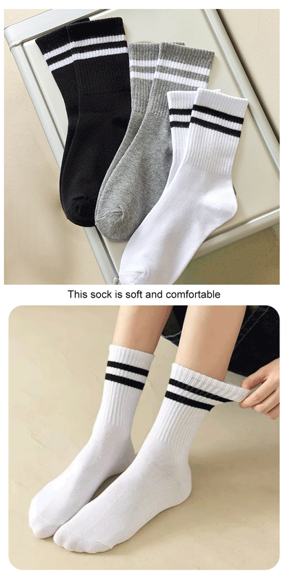 6 Pairs Women's Mid Socks Solid Color Breathable Comfortable In Autumn Winter Sweat Absorbing High-Quality Casual Socks Sports
