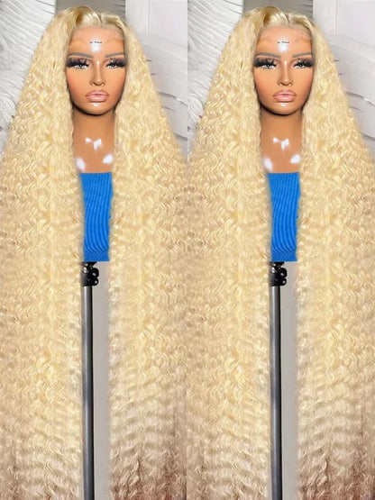 613 Curly Honey Blonde Lace Front Human Hair Wigs Loose Deep Wave 13x6 13×4 HD Water Wave Color Transparent Lace Frontal Wigs