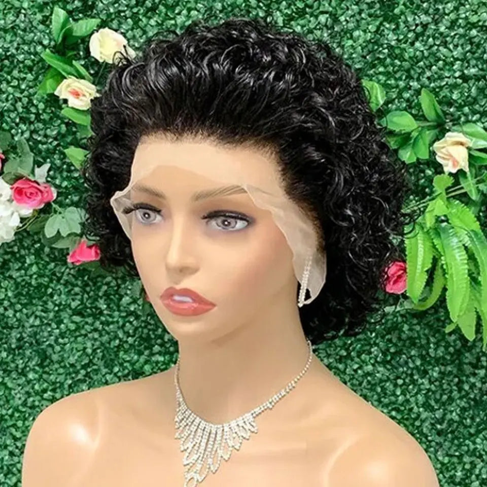 Sale Short bob deep wave wig full lace wigs short styles Transparent Curly Short Bob Wig 13x1 Lace Wig Remy Human Hair