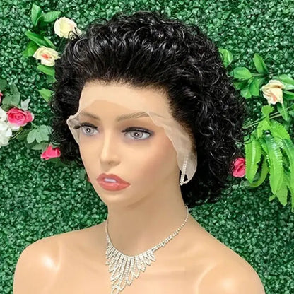 Sale Short bob deep wave wig full lace wigs short styles Transparent Curly Short Bob Wig 13x1 Lace Wig Remy Human Hair