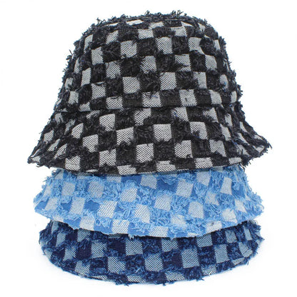Spring Summer Strawberry Embroidery Denim Jeans Bucket Hat Legent Fisherman Hats for Women Foldable Sport Sun Beach Panama Caps
