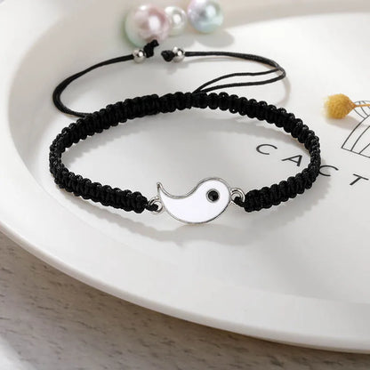 2pcs/pair Ying Yang Couple Bracelet Tai Chi Gossip Banish Matching Braslet Handmade Braided Braclet Adjustable BFF Brazalete