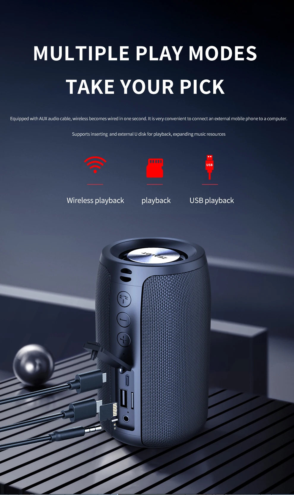 ZEALOT S32 5W Wireless Speakers, Portable Subwoofer Speaker, 1800mAh Battery, 10 Hours Playtime Loud Stereo, Booming Bass.