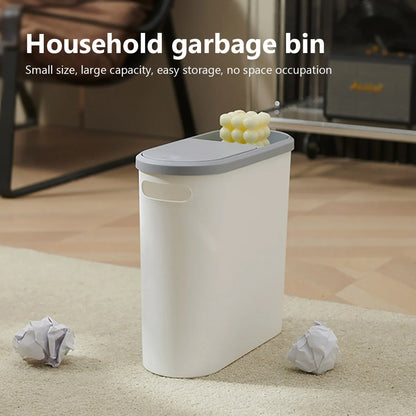 Home Trash Can with Lid Large Capacity Bathroom Garbage Bin Room Creative Press Type Gap Bin Kitchen Plastic Basket Garbage Can