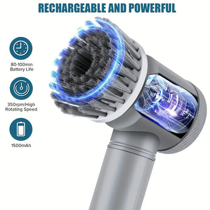 6-in-1 Electric Cleaning Brush Home Appliances Wireless Electric Floor Scrubber Replaceable Brush Head Bathroom Kitchen