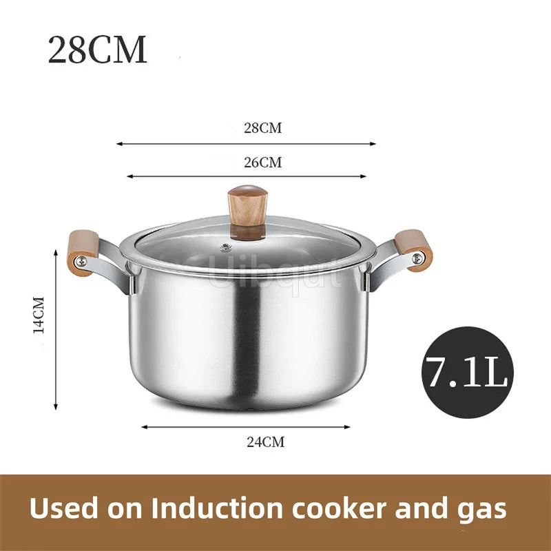 Stainless Steel pot Double Bottom Soup Pot Nonmagnetic Cooking Multi purpose Cookware Non stick Pan Gas cooker used pot hot pot