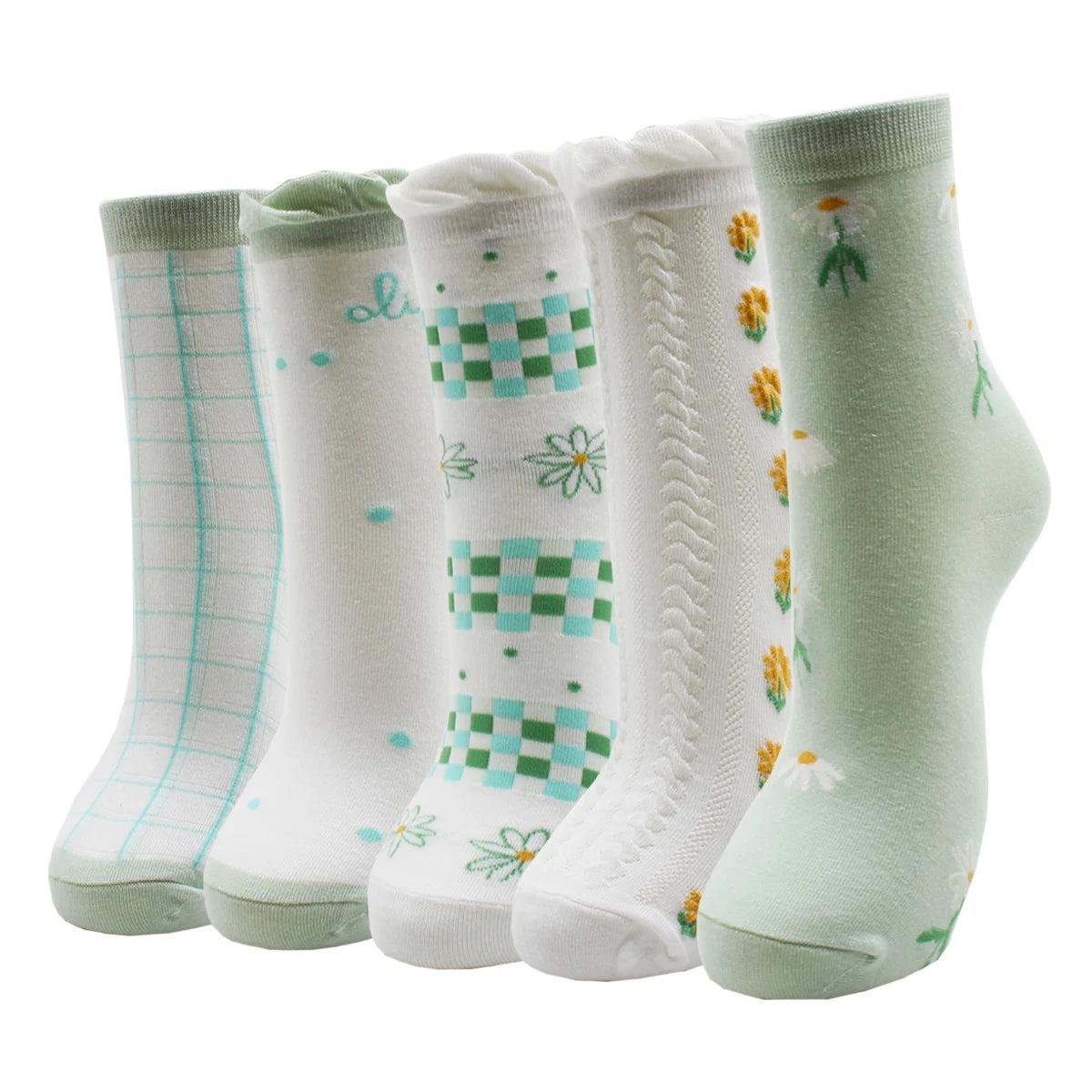 5 Pairs New Fashion Colorful Harajuku Korean Kawaii Cute Women Socks Cat Dog Owl Stripe Avocado Girl Cotton Cartoon Socks