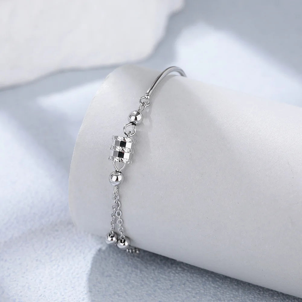 VENTFILLE 925 Sterling Silver Diamond-Studded Butterfly Bracelet Women's Fashion Temperament Flower Adjustable Bracelet