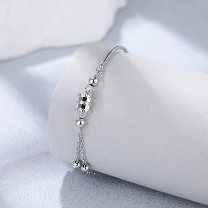 VENTFILLE 925 Sterling Silver Diamond-Studded Butterfly Bracelet Women's Fashion Temperament Flower Adjustable Bracelet