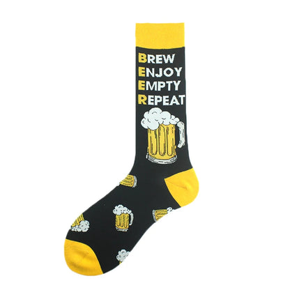 Happy Design Funny Socks Men Unisex Sheep Beer Dinosaur Pattern Sokken  Divertidos Jacquard Calcetines Unisex Hip Hop Skateboard