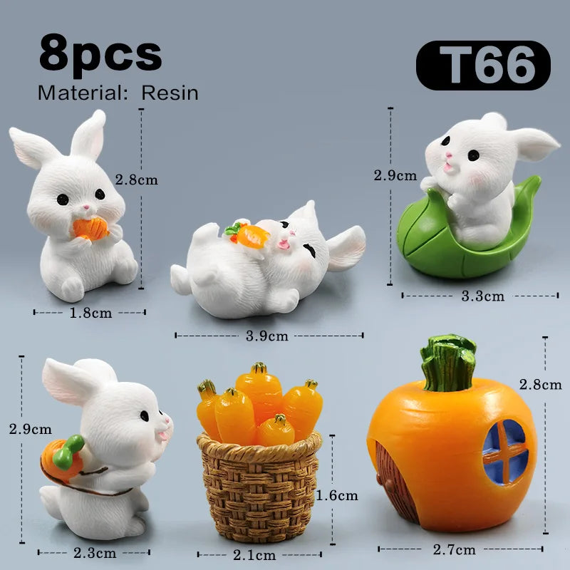 2025 Hot Easter Cute Rabbit Figurine Diy Landscape Home Kawaii Room Decor Miniature Fairy Garden Decoration Accessories Modern