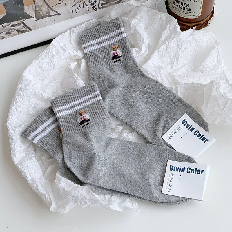 Good Quality Cartoon Elegant Lady Bear Women's  Cute Socks Cotton Harajuku Style Woman Novelty Breathable Sox Christmas Gifts