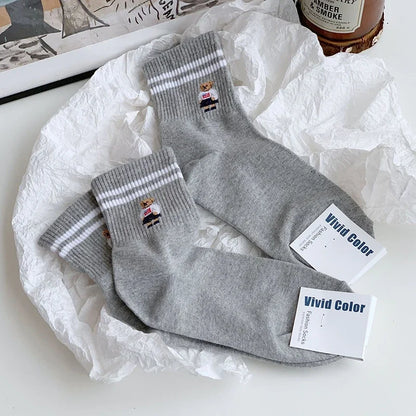 Good Quality Cartoon Elegant Lady Bear Women's  Cute Socks Cotton Harajuku Style Woman Novelty Breathable Sox Christmas Gifts