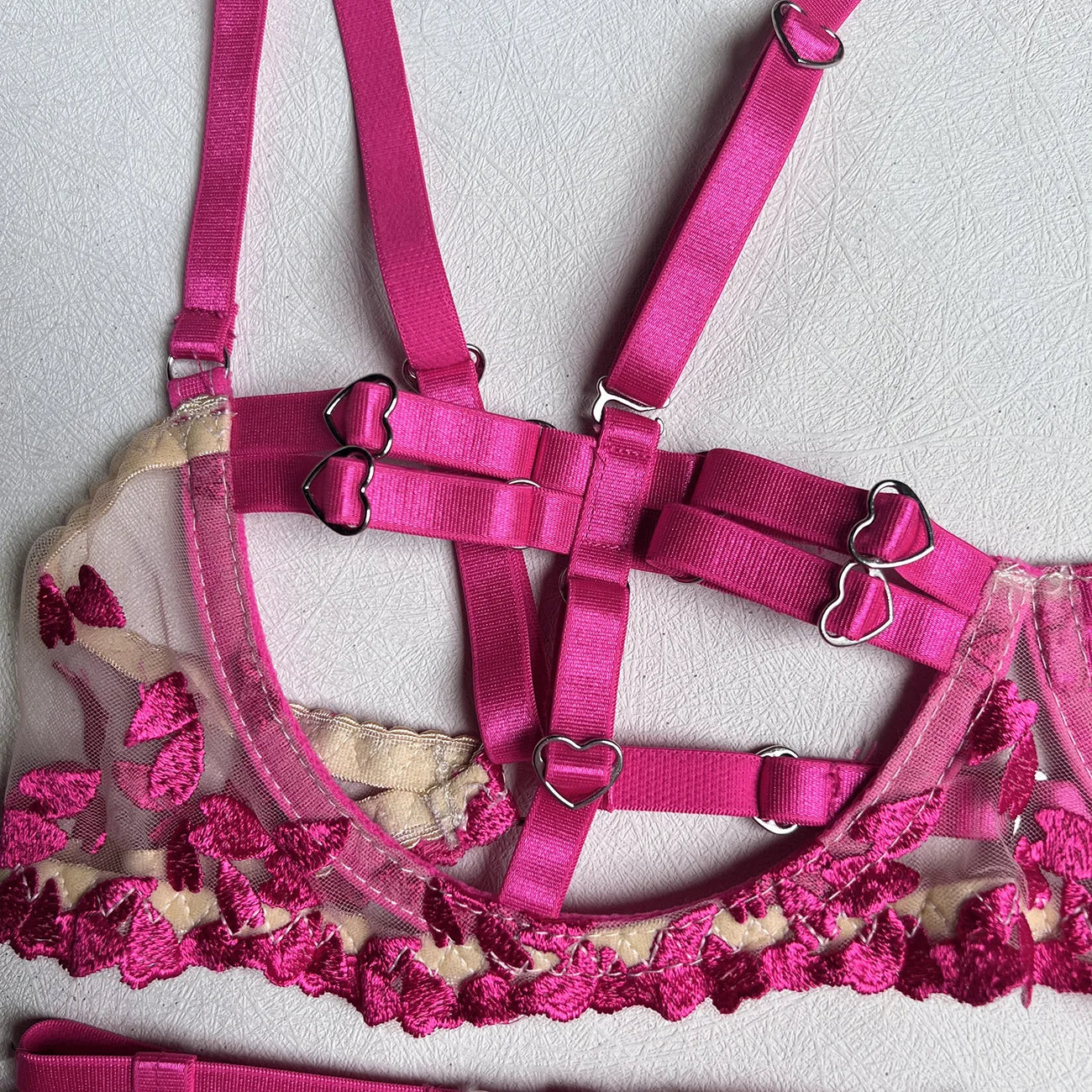 Ellolace Sensual Lingerie Open Bra Kit Push Up Uncensored Fancy Exotic Sets Heart-Shaped Embroidery Fairy Beautiful Underwear
