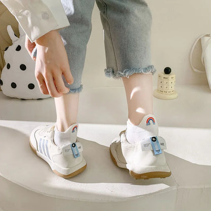 5 Pair Cute Embroidery Animal Women Socks Spring Summer Short Shallow Mouth Fashion Rainbow Female Low Cube Socks Set