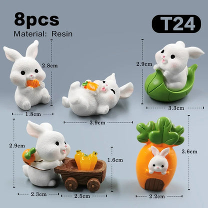 2025 Hot Easter Cute Rabbit Figurine Diy Landscape Home Kawaii Room Decor Miniature Fairy Garden Decoration Accessories Modern