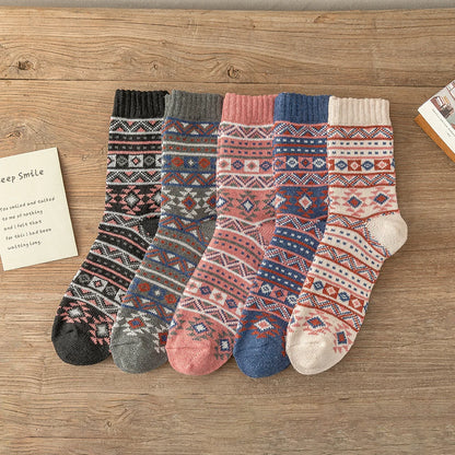5Pairs New Design Witner Socks Thick Warm Christmas Socks Man Women Couple Socks Free Size 9022