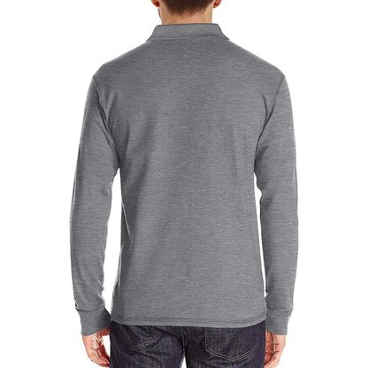 Spring Trend Men's Long Sleeve Casual Tshirt Solid Lapel Button Up Pullover Tops Autumn Turn Down Collar Bottoming Polo Shirt