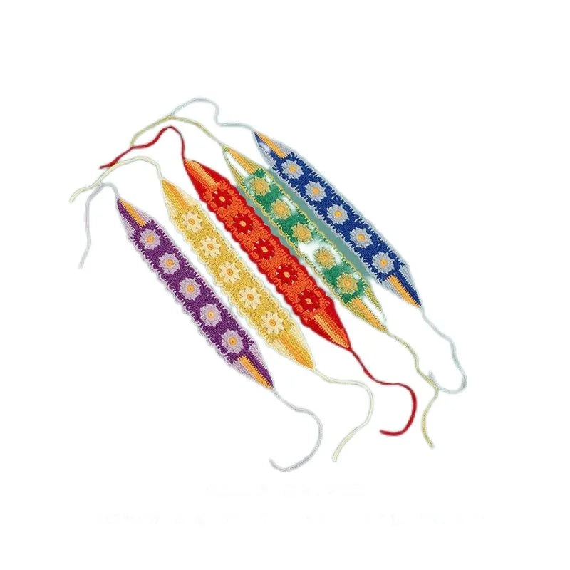 Cartoon Crochet Mushroom Hair Bands Vintage Fashion Hair Scarf For Women Flower Knit Holiday Headband Headwrap Hair Accessories