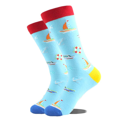 Happy Design Funny Socks Men Unisex Sheep Beer Dinosaur Pattern Sokken  Divertidos Jacquard Calcetines Unisex Hip Hop Skateboard