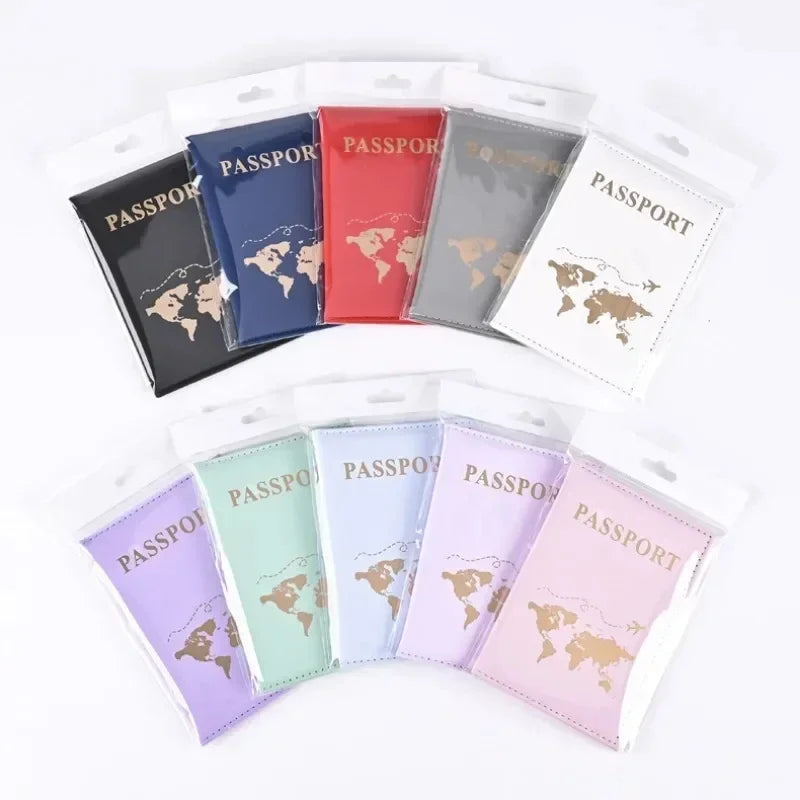 Fashion Women Travel Passport Cover Holder Case ID Credit Card Holder Travel Accessories Map Passports Wallet Ticket Protective