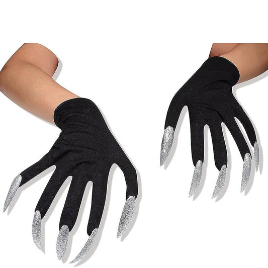 Halloween Gloves Makeup Black Nail Ghost Claw Dress Up Short Gloves Fashion Cosplay Halloween Performance Gloves Accessories