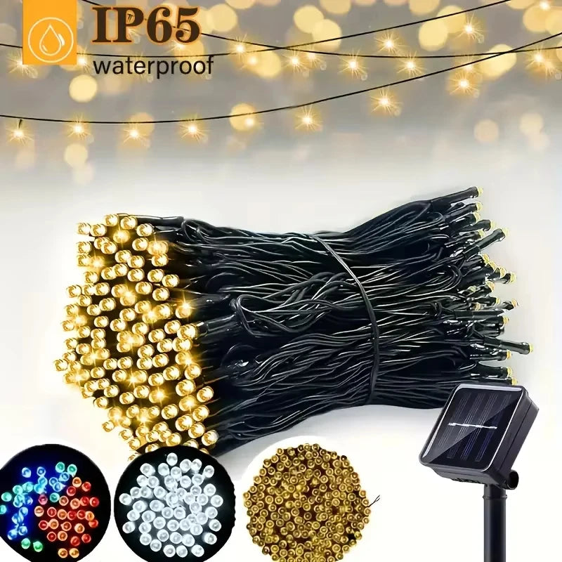 Solar LED String Lights Waterproof with 8 Lighting Modes Twinkling Solar Powered Fairy Lights for Outdoor Christmas Decoration
