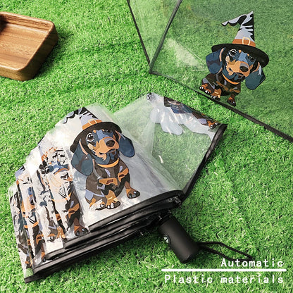 1Pc-Korean Transparent Umbrella Folding Automatic Open and Close Umbrella Mori Three-Fold Student Sunny Umbrella