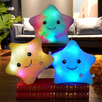 24*22cm Creative Toy Luminous Star Pillow Stuffed Plush Glowing Colorful Stars Cushion Led Light Toys Gift For Kids Children